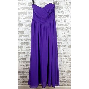 Alfred Angelo Dress Womens‎ 14 Purple Strapless Chiffon Gown Sweetheart Formal